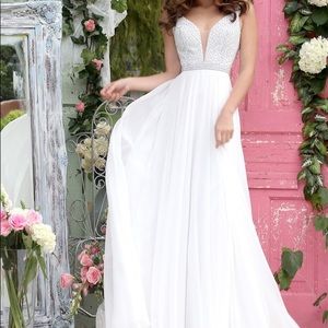 Sherri Hill Long White Prom Dress